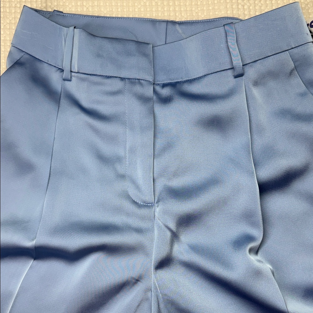 Light Blue Satin Calvin Klein High-Waist Trousers - size 0